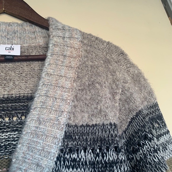 Cabi Boyfriend Button Cardigan Sweater Sz.M Neutral Browns Gray - Picture 4 of 11